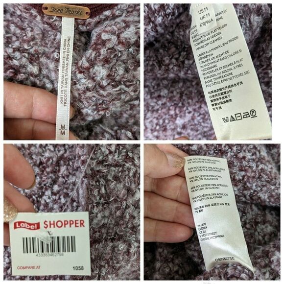 Free People Sweater Medium Cowl Neck BFF Bittersweet Loose Knit Oversized Purple - Picture 7 of 11